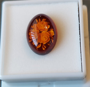 Amber Flower   - -  Size  -  14x10 mm - oval        Weight Carat  -  4.67